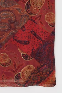 Vintage Y2k Dark Red Printed Midi Dress