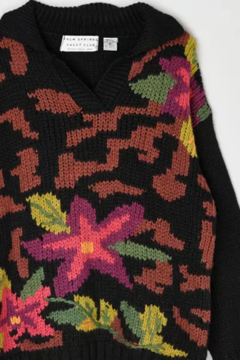 Vintage 90s Flower Patterned Sweater