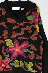Vintage 90s Flower Patterned Sweater