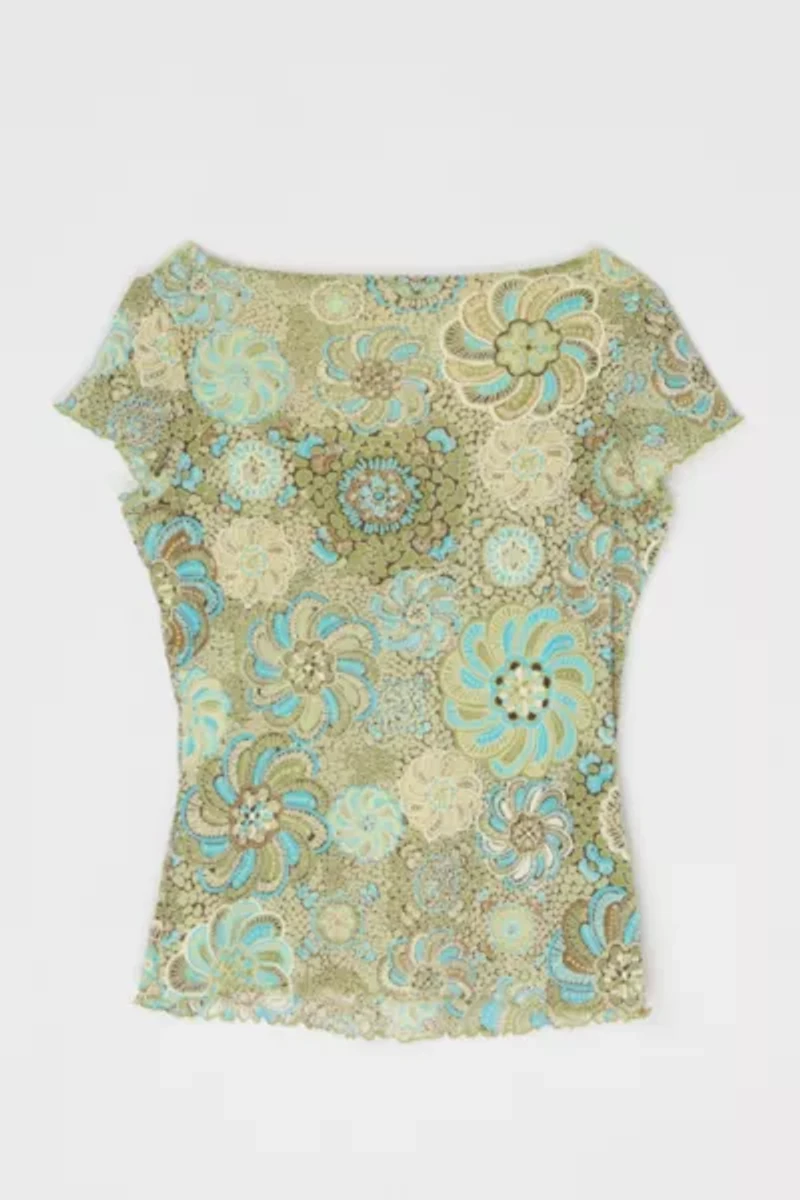 Vintage Y2k Lacy Printed Top