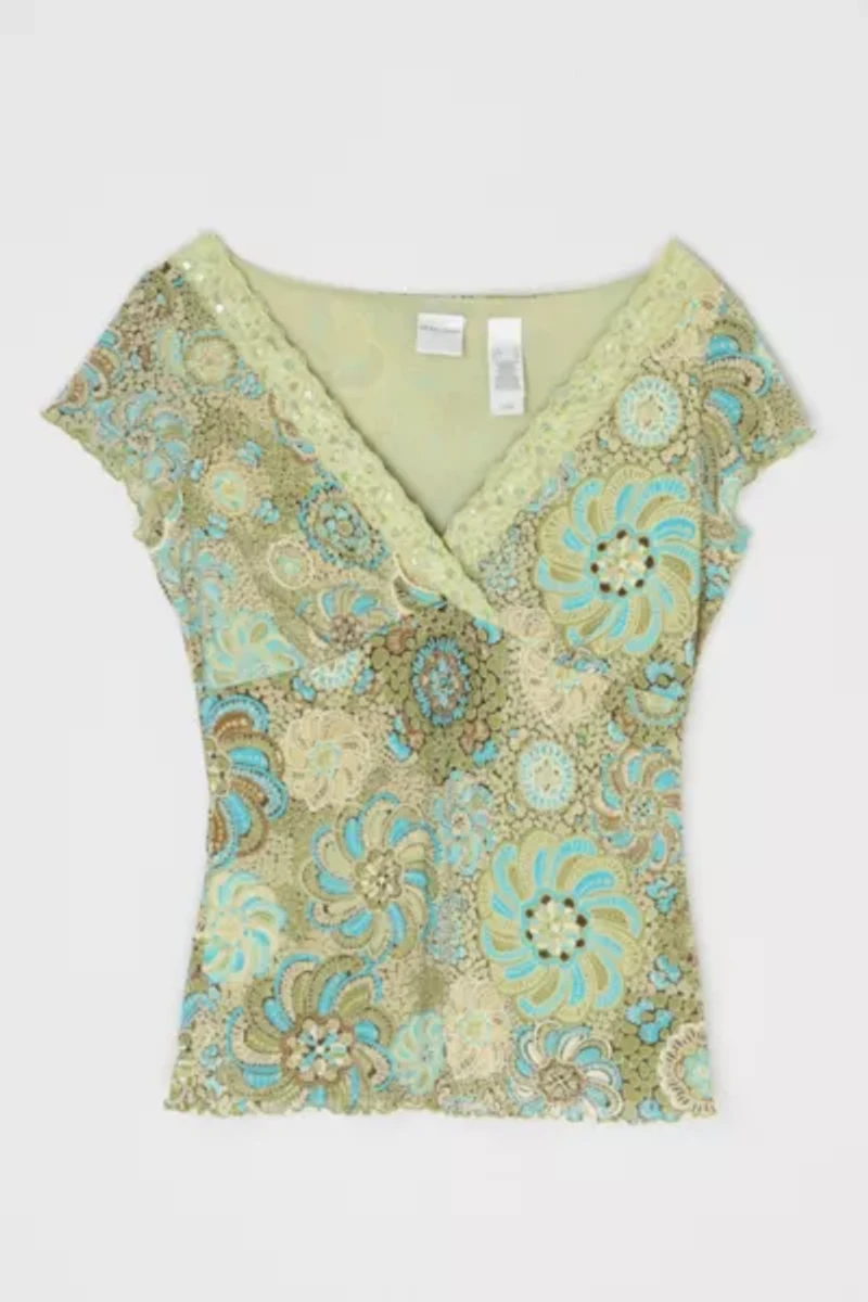 Vintage Y2k Lacy Printed Top
