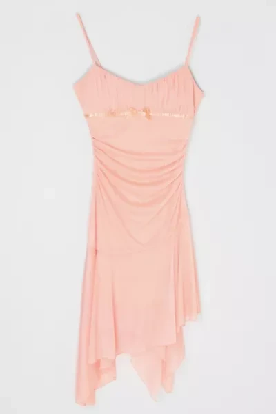 Vintage Y2k Light Pink Ruched Mini Dress