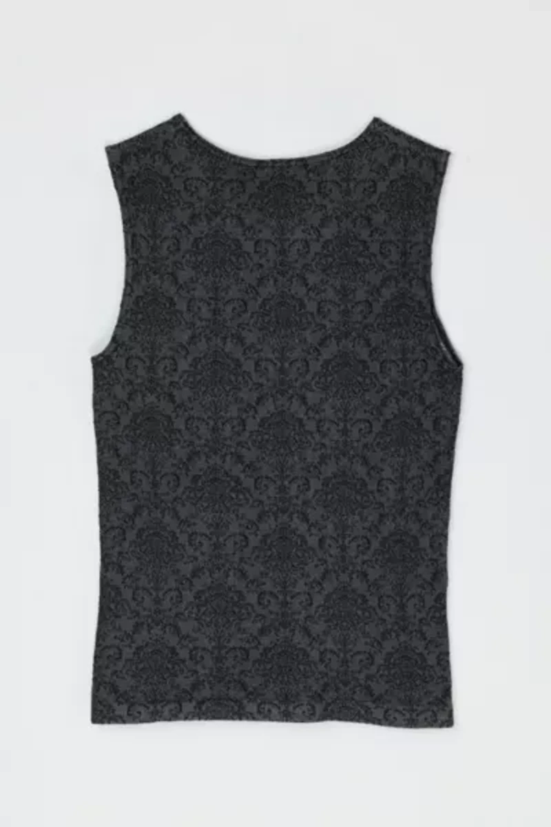 Vintage Y2k Dark Grey & Black Patterned Top