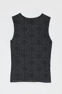 Vintage Y2k Dark Grey & Black Patterned Top