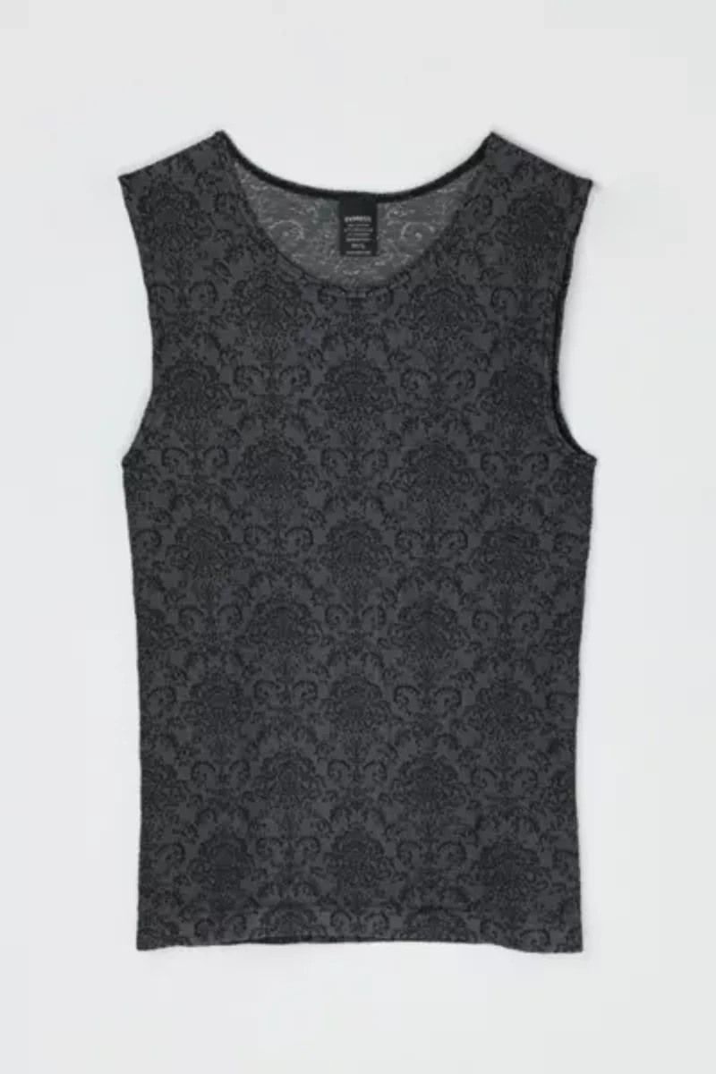 Vintage Y2k Dark Grey & Black Patterned Top