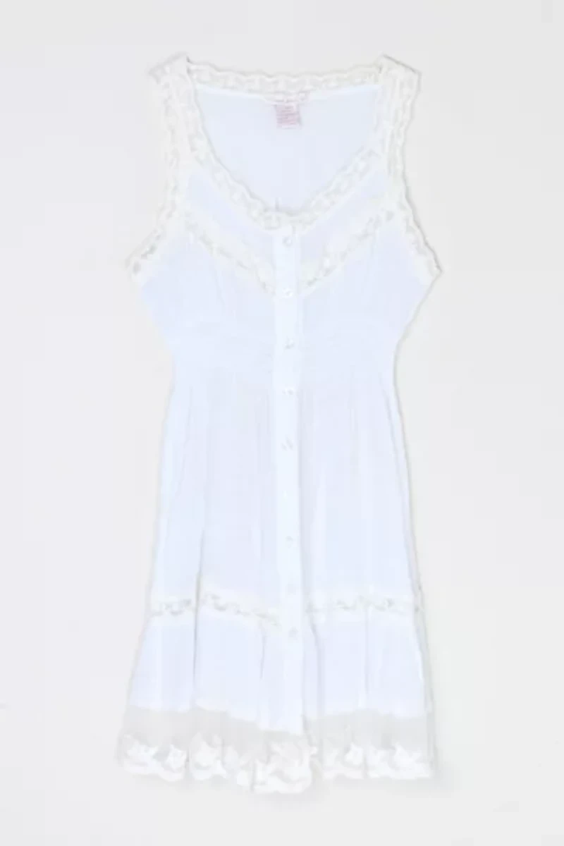 Vintage Y2k Lacy White Buttoned Mini Dress