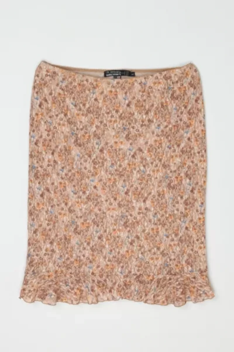 Vintage Y2k Lacy Printed Midi Skirt