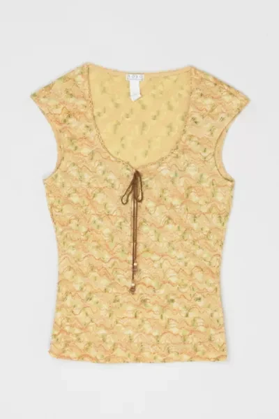 Vintage Y2k Textured Top with Beaded Tie