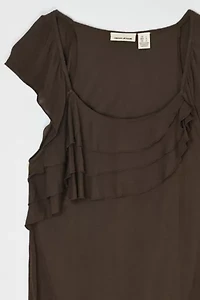 Vintage Y2k Dark Brown Jersey Mini Dress