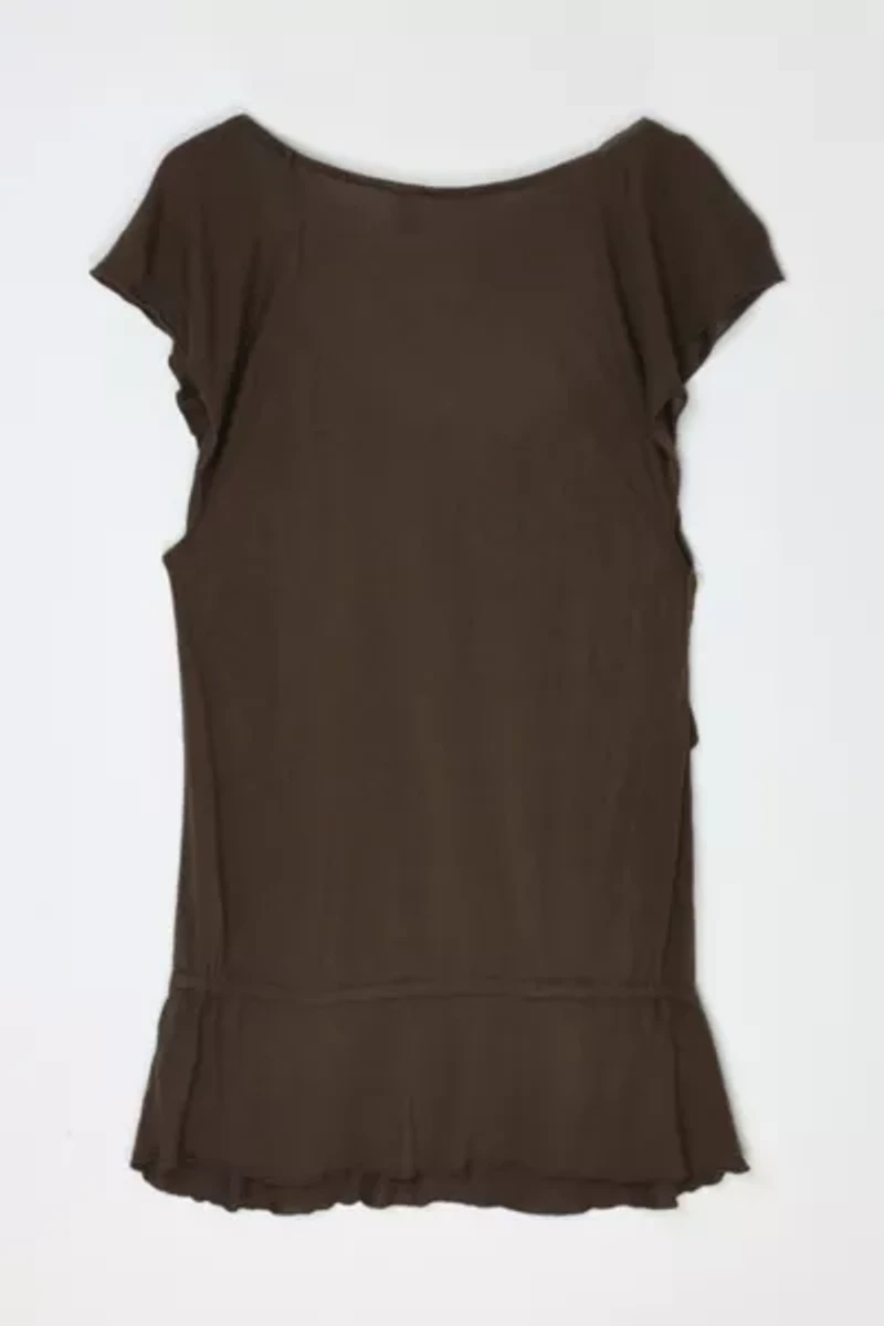 Vintage Y2k Dark Brown Jersey Mini Dress