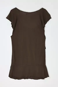 Vintage Y2k Dark Brown Jersey Mini Dress