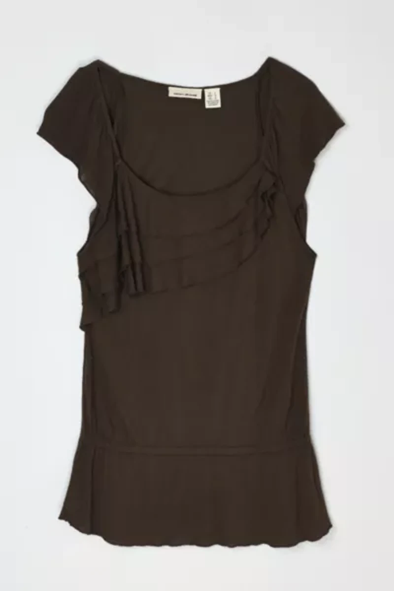 Vintage Y2k Dark Brown Jersey Mini Dress