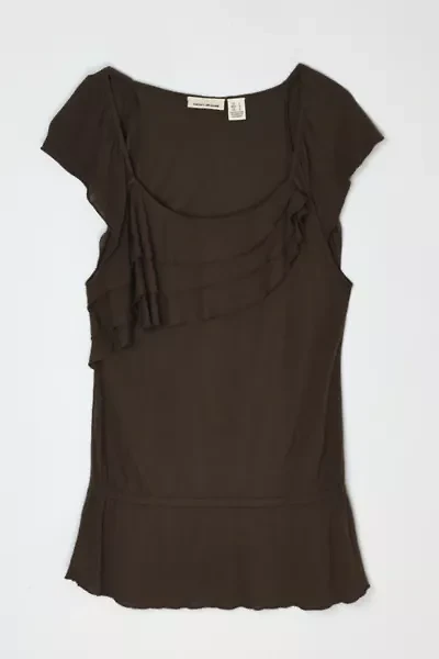 Vintage Y2k Dark Brown Jersey Mini Dress