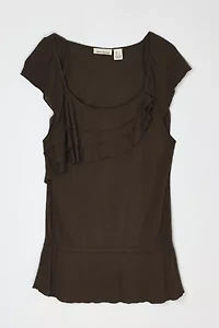 Vintage Y2k Dark Brown Jersey Mini Dress