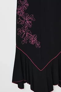 Vintage Y2k Pink & Black Embroidered Midi Dress