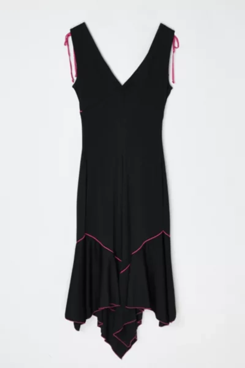Vintage Y2k Pink & Black Embroidered Midi Dress