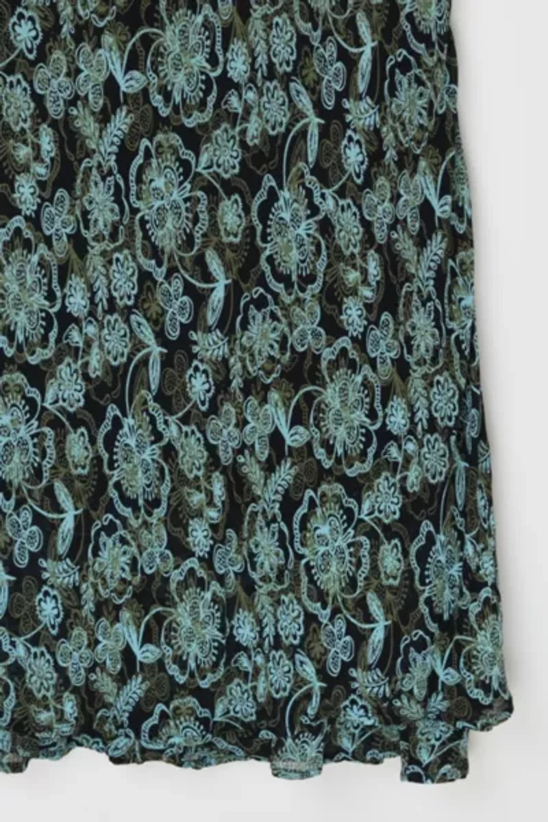 Vintage Y2k Black & Teal Printed Maxi Skirt