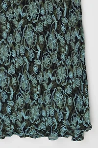 Vintage Y2k Black & Teal Printed Maxi Skirt