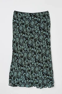 Vintage Y2k Black & Teal Printed Maxi Skirt