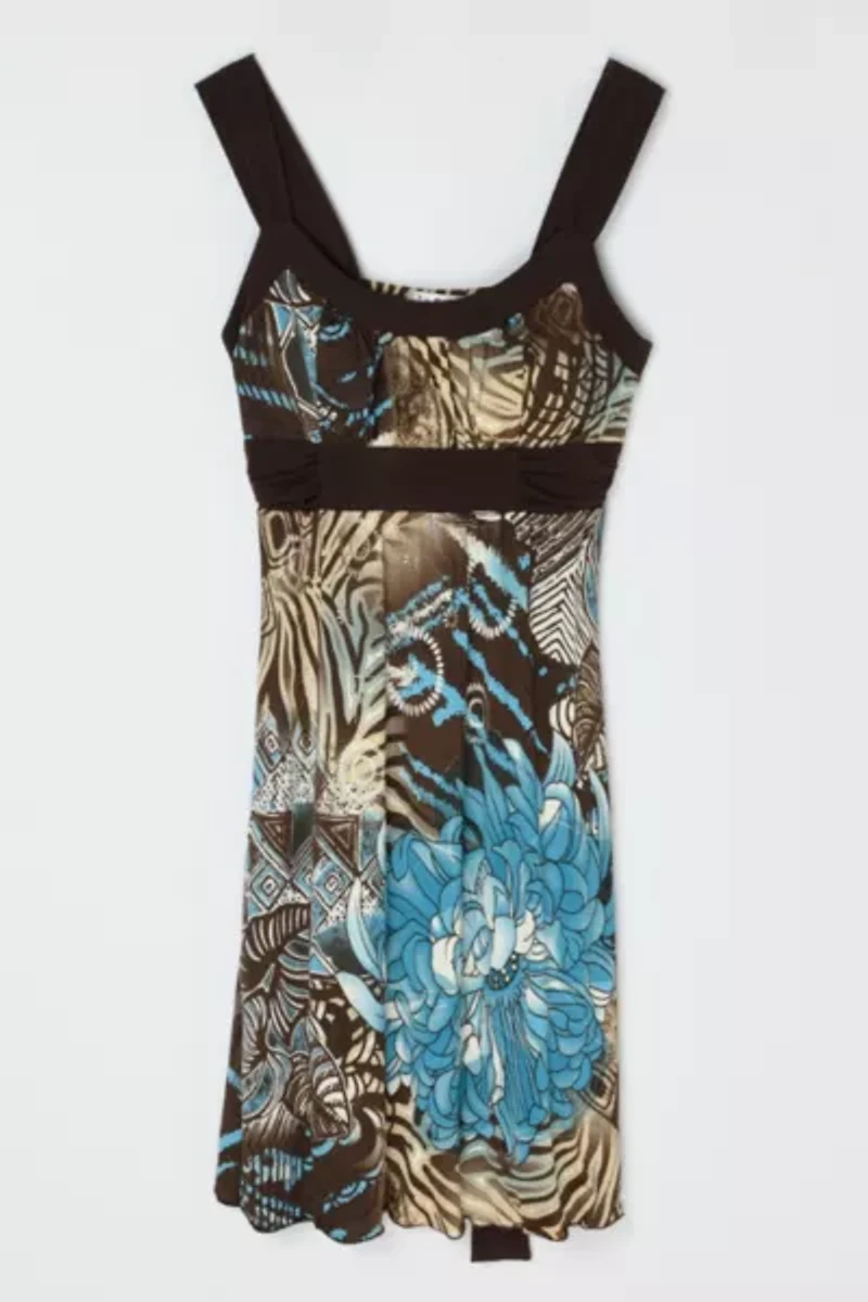 Vintage Y2k Printed Tied Mini Dress