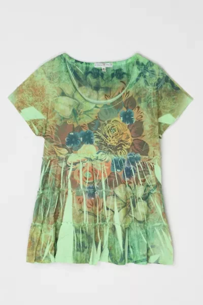 Vintage Y2k Printed Tiered Top