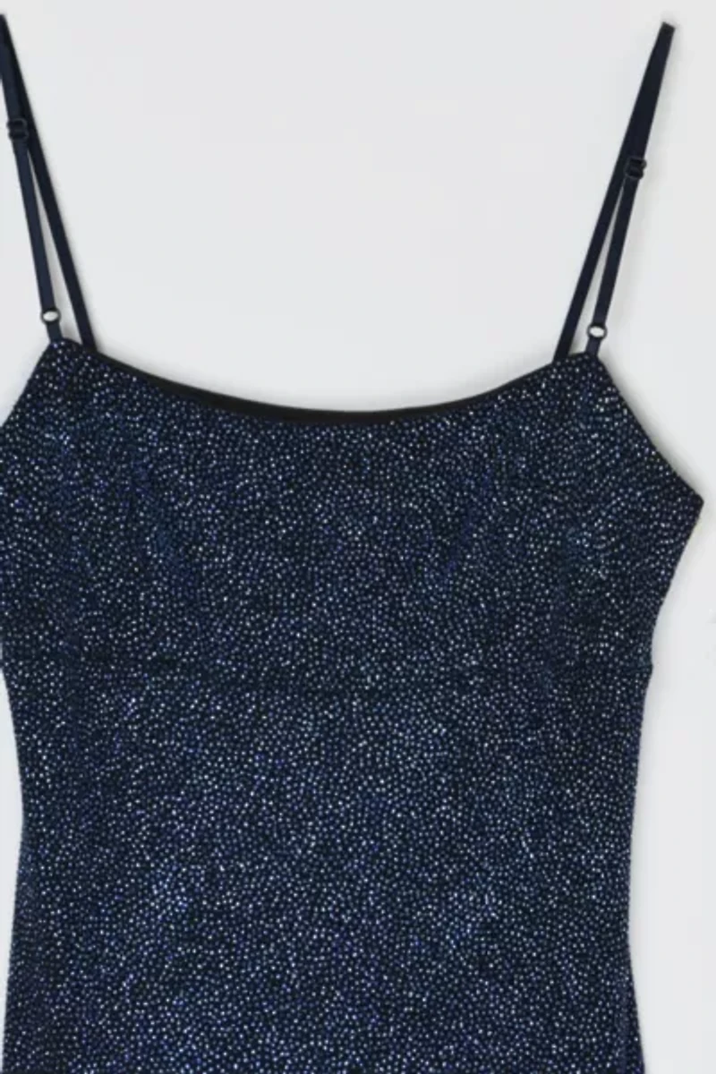 Vintage Y2k Dark Blue Glittered Midi Dress