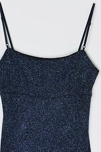 Vintage Y2k Dark Blue Glittered Midi Dress