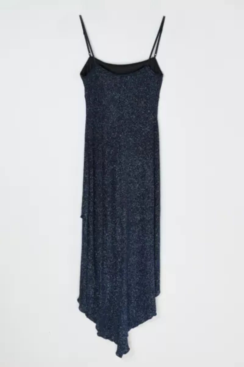 Vintage Y2k Dark Blue Glittered Midi Dress