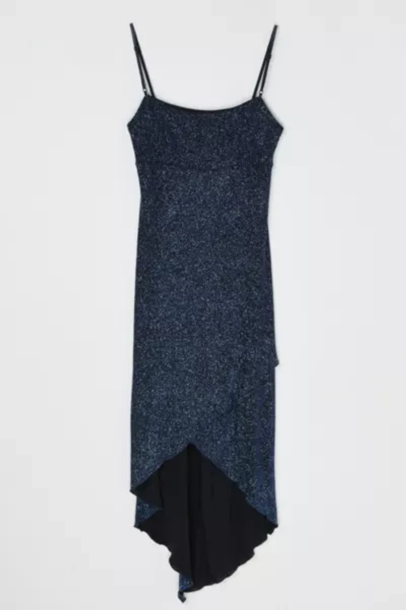 Vintage Y2k Dark Blue Glittered Midi Dress