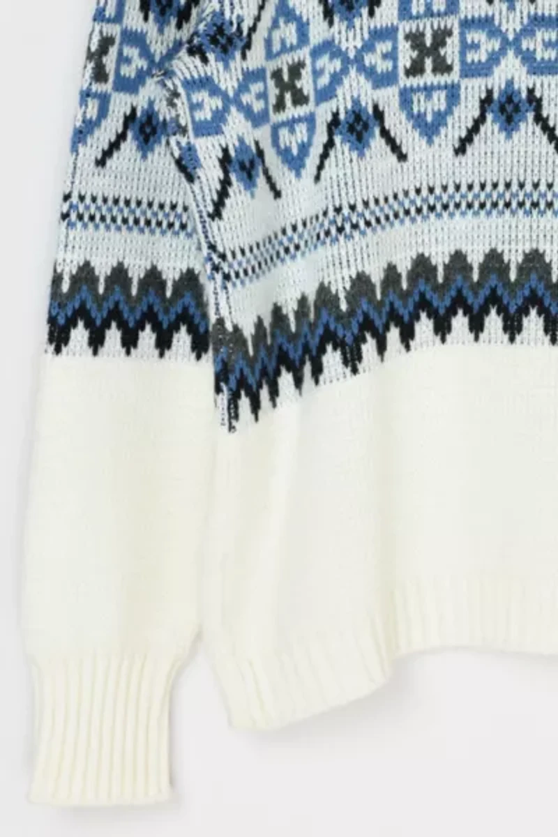 Vintage 90s Blue & White Fair Isle Sweater