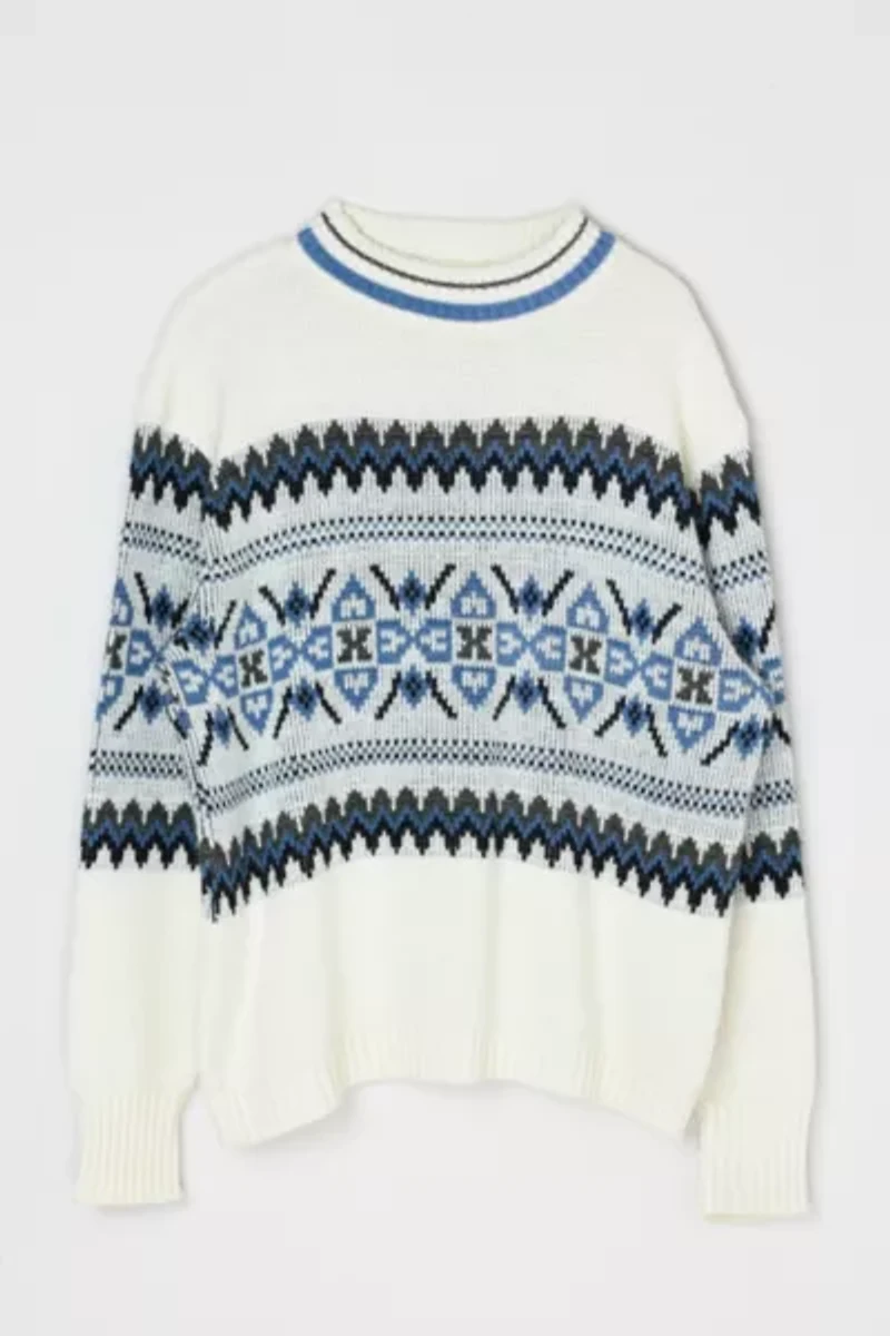 Vintage 90s Blue & White Fair Isle Sweater