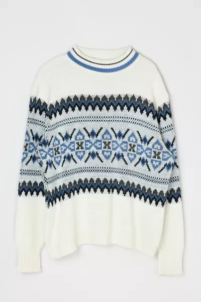 Vintage 90s Blue & White Fair Isle Sweater