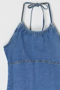 Vintage Y2k Denim Halter Mini Dress