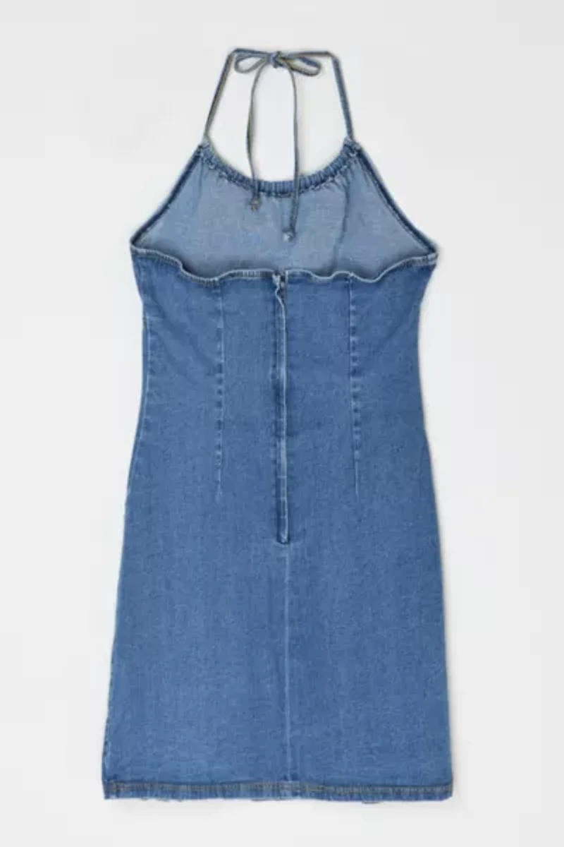 Vintage Y2k Denim Halter Mini Dress