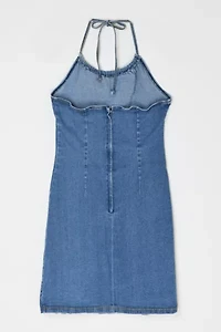 Vintage Y2k Denim Halter Mini Dress