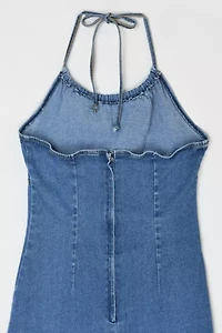 Vintage Y2k Denim Halter Mini Dress