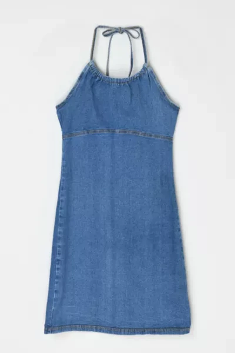 Vintage Y2k Denim Halter Mini Dress