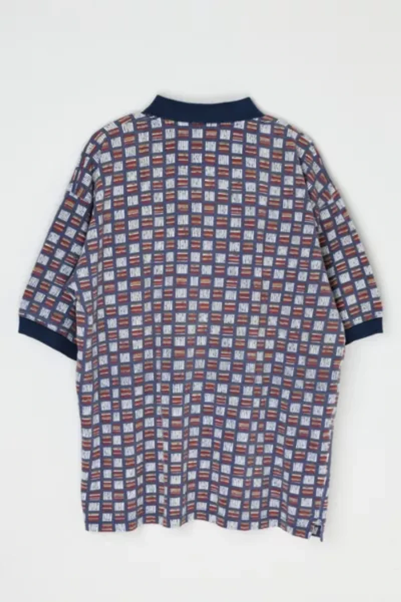 Vintage 90s Stripe Patterned Polo Shirt