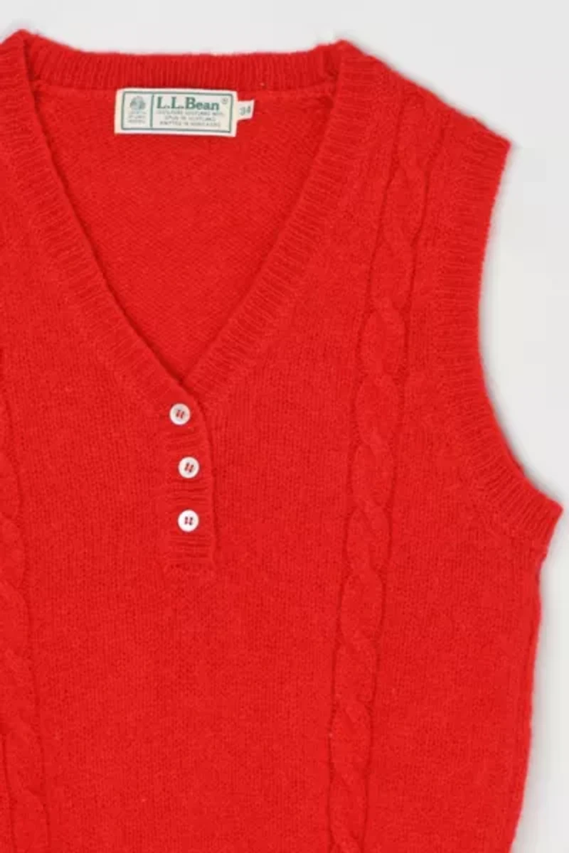 Vintage 90s L.L. Bean Red Shetland Wool Sweater Vest