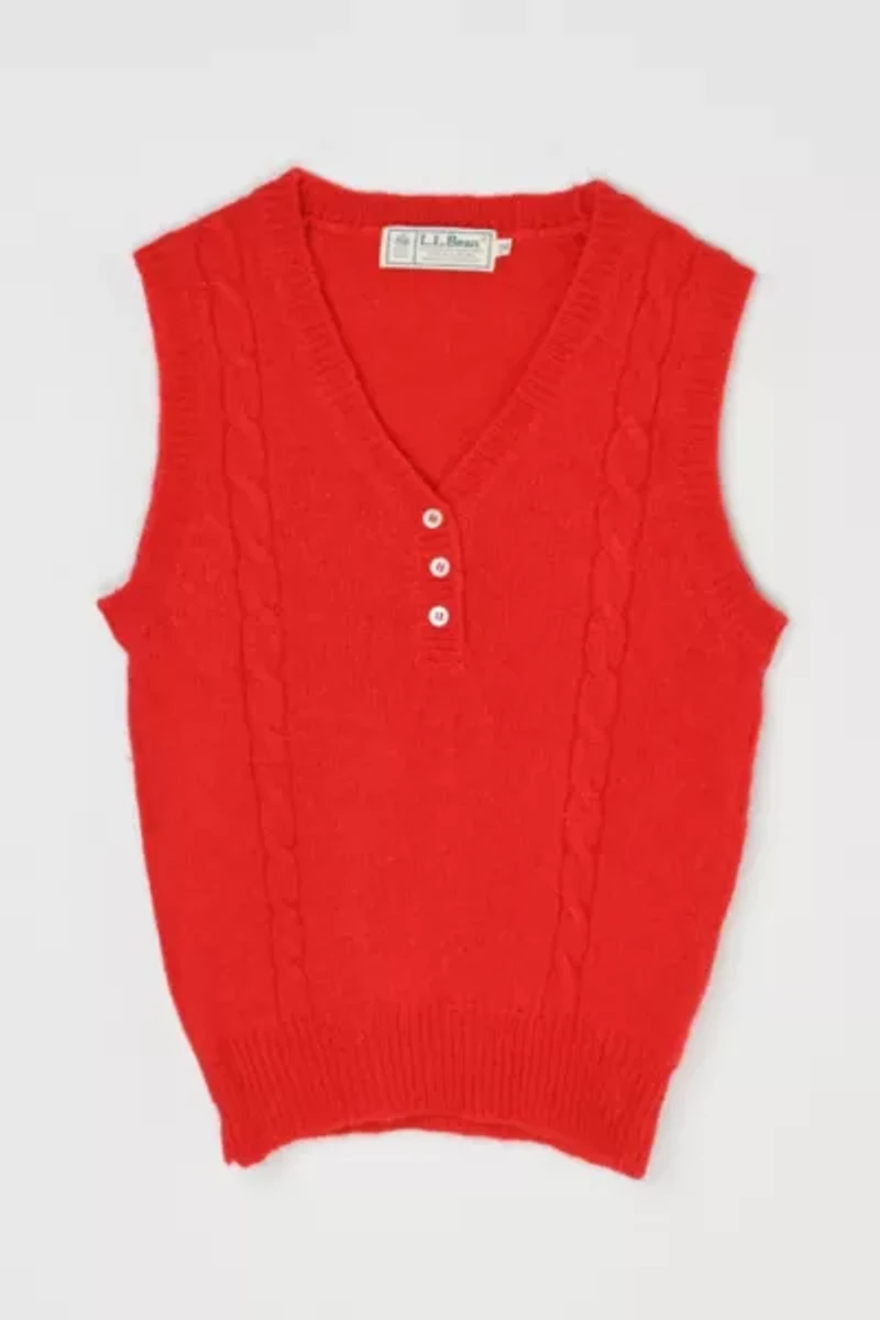 Vintage 90s L.L. Bean Red Shetland Wool Sweater Vest