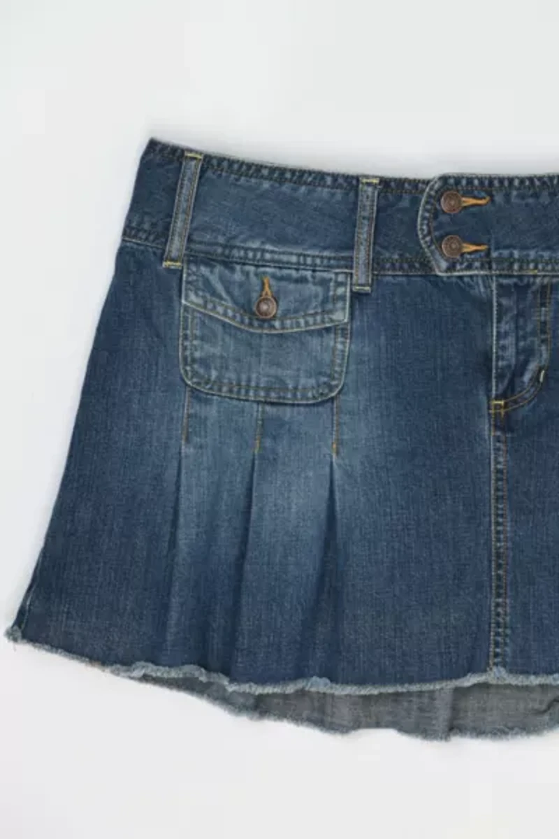 Vintage Y2k Pleated Denim Mini Skirt