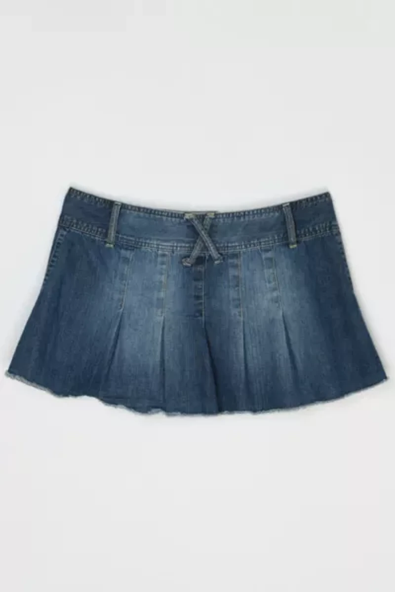 Vintage Y2k Pleated Denim Mini Skirt