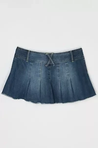 Vintage Y2k Pleated Denim Mini Skirt