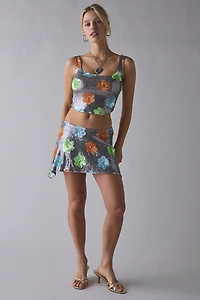 UO Glimmer Floral Sequin 2-Piece Skit Set
