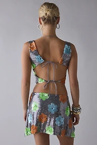 UO Glimmer Floral Sequin 2-Piece Skit Set