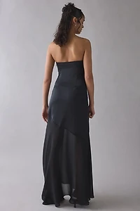 UO Sky High Sheer Illusion Asymmetric Maxi Dress