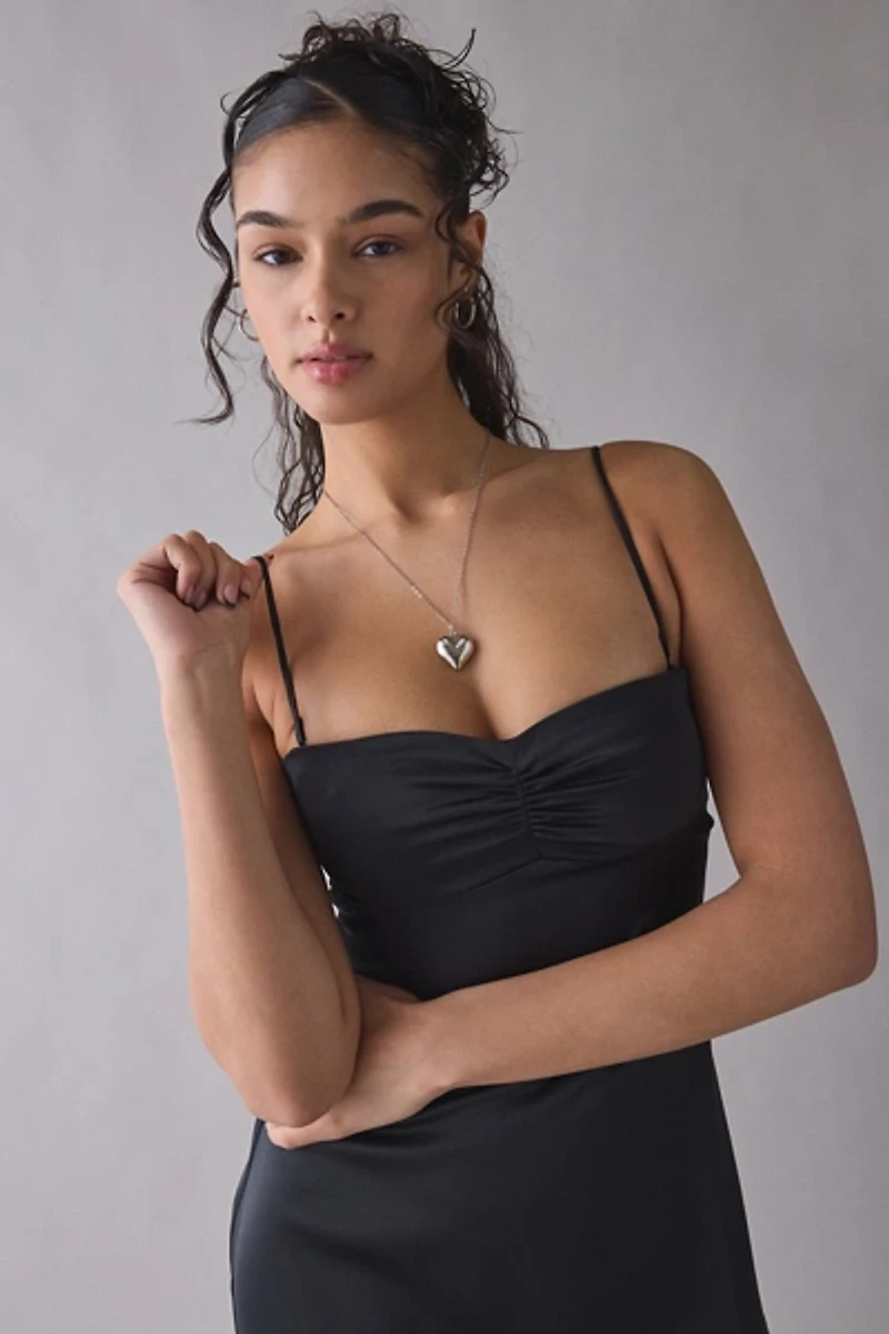 UO Sky High Sheer Illusion Asymmetric Maxi Dress