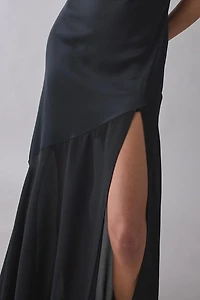 UO Sky High Sheer Illusion Asymmetric Maxi Dress