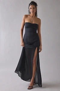 UO Sky High Sheer Illusion Asymmetric Maxi Dress