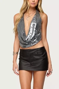 Edikted Danielle Faux Leather Mini Skort